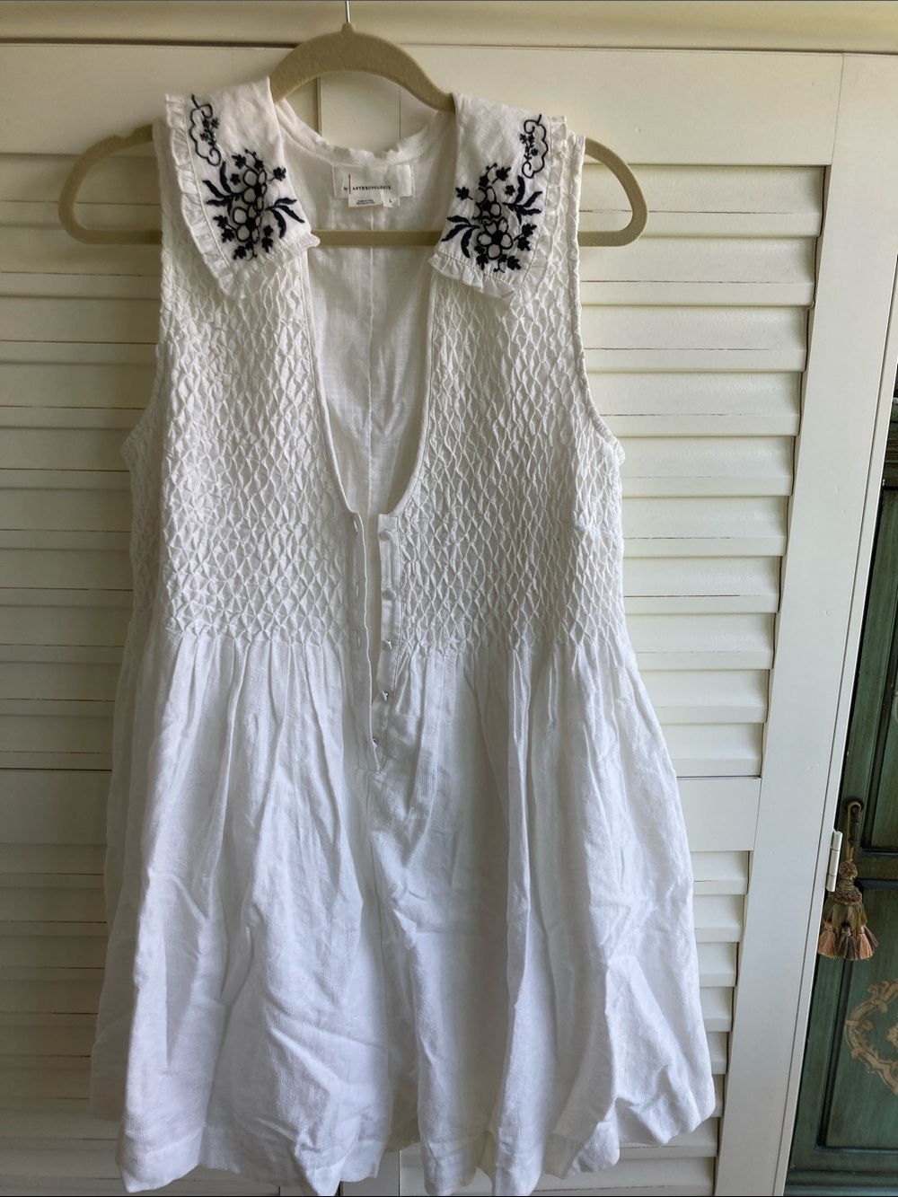 Anthropologie Sleeveless Embroidered Collar Romper Large